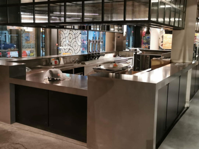 Corian restoran evyeli tezgah Dayanıklı corian malzeme restoran servis ve içecek barı tezgahı